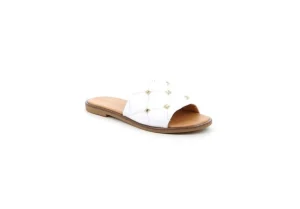 Donna Grunland Ciabatta Con Borchie Da Donna In Pelle Ci3004 Bianco