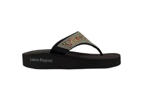 Donna Laura Biagiotti Ciabatta Da Donna Infradito Con Strass 7701 Black