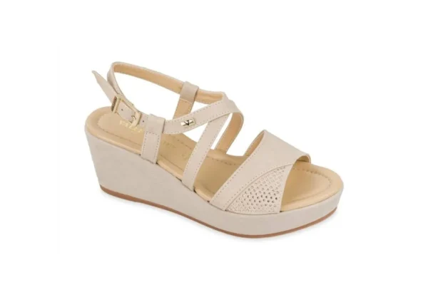 Donna Valleverde Sandalo Da Donna In Pelle Con Incrocio 32216 Beige