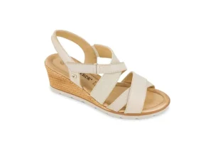 Donna Valleverde Sandalo Da Donna In Pelle Con Incroci 16251 Sabbia Beige