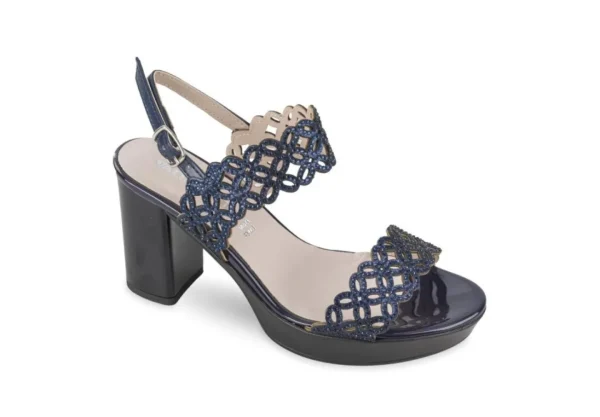 Donna Valleverde Sandalo Elegante Da Donna In Pelle Con Tacco 45380 Blu