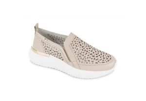 Donna Valleverde Scarpa Slip-On Da Donna In Pelle Traforata 36380 Nocciola