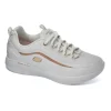 Donna Skechers Scarpa Sportiva Da Donna In Pelle Con Memory Foam Synergy 2.0- Heavy Metal White