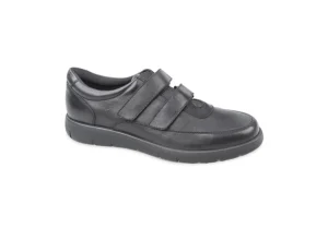 Uomo Valleverde Scarpe Da Uomo Regolabili Con Strappo In Pelle 36983 Nero