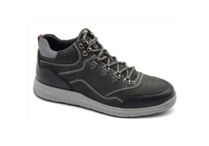 Uomo Geox Scarponcino In Pelle Con Lacci U165Uc Anthracite