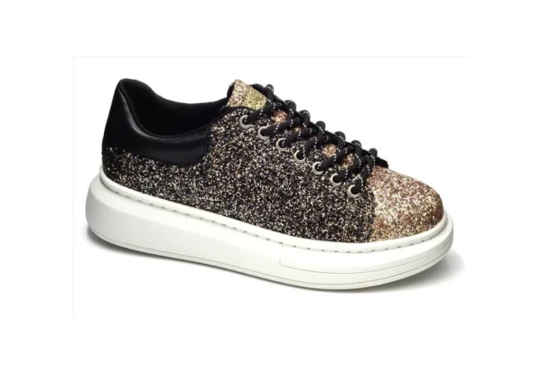 Donna Gold&Gold Sneakers Alta Con Glitter Gold&Gold Gb120