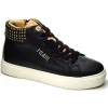 Donna Alviero Martini J Sneakers Alta In Similpelle Con Borchiette 0991 Black Geo Beige