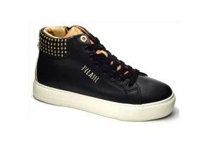 Donna Alviero Martini J Sneakers Alta In Similpelle Con Borchiette 0991 Black Geo Beige