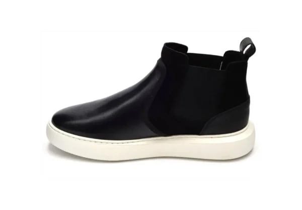 Uomo Ambitious Sneakers Alta Modello Beatles In Pelle Nera Con Elastici