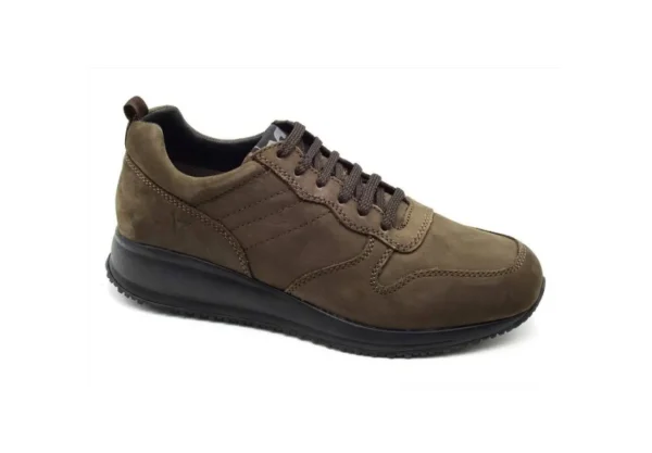 Uomo Valleverde Sneakers Casual In Suede Con Lacci 36876 Taupe