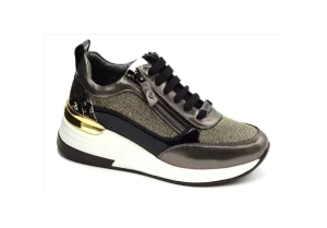 Donna Keys Sneakers Con Zeppa E Zip K-5511 Grey Taupe Black