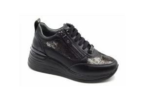 Donna Keys Sneakers Con Zeppa E Zip K-5512 Black