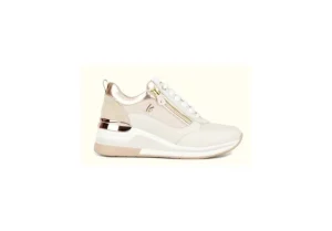 Donna Keys Sneakers Da Donna Con Zeppa K-6022 Beige Metal Gold