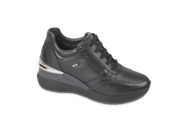 Donna Valleverde Sneakers Da Donna Con Zeppa Casual 36280 Vitello Nero