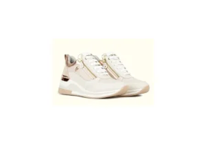 Donna Keys Sneakers Da Donna Con Zeppa K-6022 Beige Metal Gold