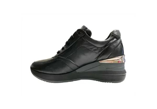 Donna Valleverde Sneakers Da Donna Con Zeppa Casual 36280 Vitello Nero