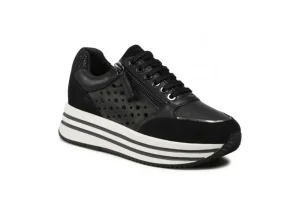 Donna Geox Sneakers Da Donna In Pelle Con Zip D25Qhb Nero