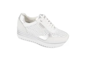 Donna Valleverde Sneakers Da Donna In Pelle Traforata 36266 Panna