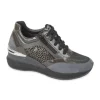 Donna Valleverde Sneakers Da Donna Scamosciata Con Zeppa 36821 Grigio