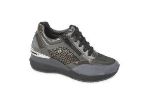 Donna Valleverde Sneakers Da Donna Scamosciata Con Zeppa 36821 Grigio