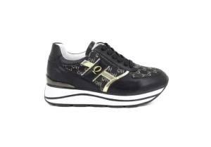 Donna Queen Helena Sneakers Da Donna Sportiva Platform Nero Oro