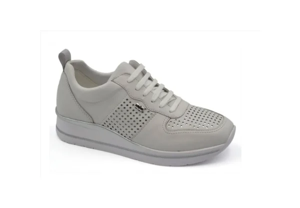 Donna Valleverde Sneakers In Pelle Con Zip 36391 Bianco