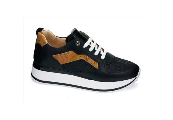 Donna Alviero Martini J Sneakers In Pelle E Lurex 10926 Nero