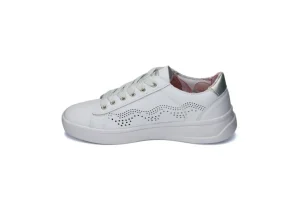 Donna Lumberjack Sneakers In Pelle Traforata Con Lacci Hawk 30005 Bianco