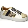 Donna Gold&Gold Sneakers In Similpelle Animalier Con Glitter Gold&Gold Gb136 Oro