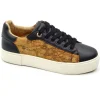 Donna Alviero Martini J Sneakers In Similpelle E Tessuto Platform 0982 Black Geo Beige