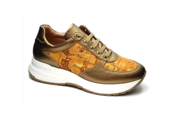 Donna Alviero Martini J Sneakers In Similpelle E Tessuto Geo Classic 1024 Bronze Geo