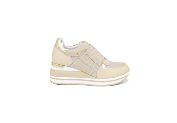 Donna Queen Helena Sneakers In Similpelle Senza Lacci Con Zeppa X26-31