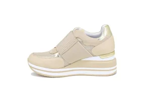 Donna Queen Helena Sneakers In Similpelle Senza Lacci Con Zeppa X26-31