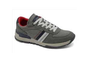 Uomo Canguro Sneakers In Tessuto E Similpelle Ca337 Grigio