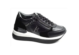 Donna Keys Sneakers Platform Casual Con Zip K-5533 Black Canna Di Fucile