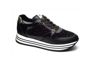 Donna Nero Giardini Teens Sneakers Platform Con Strass I31971F 100 Nero