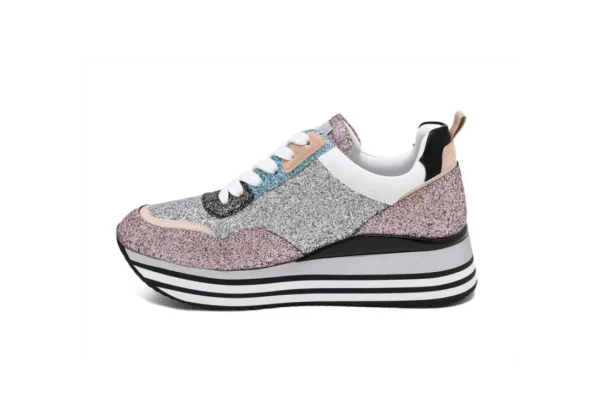 Donna Queen Helena Sneakers Platform Da Donna Glitterate Purple Silver