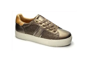 Donna Alviero Martini J Sneakers Platform In Similpelle Con Glitter 0989 Taupe Geo Beige