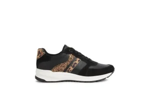 Donna Geox Sneakers Sportive Da Donna In Pelle Con Glitter D252Sa Black Came