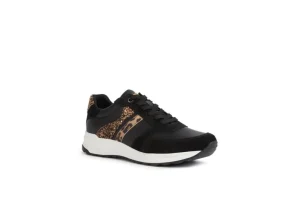 Donna Geox Sneakers Sportive Da Donna In Pelle Con Glitter D252Sa Black Came